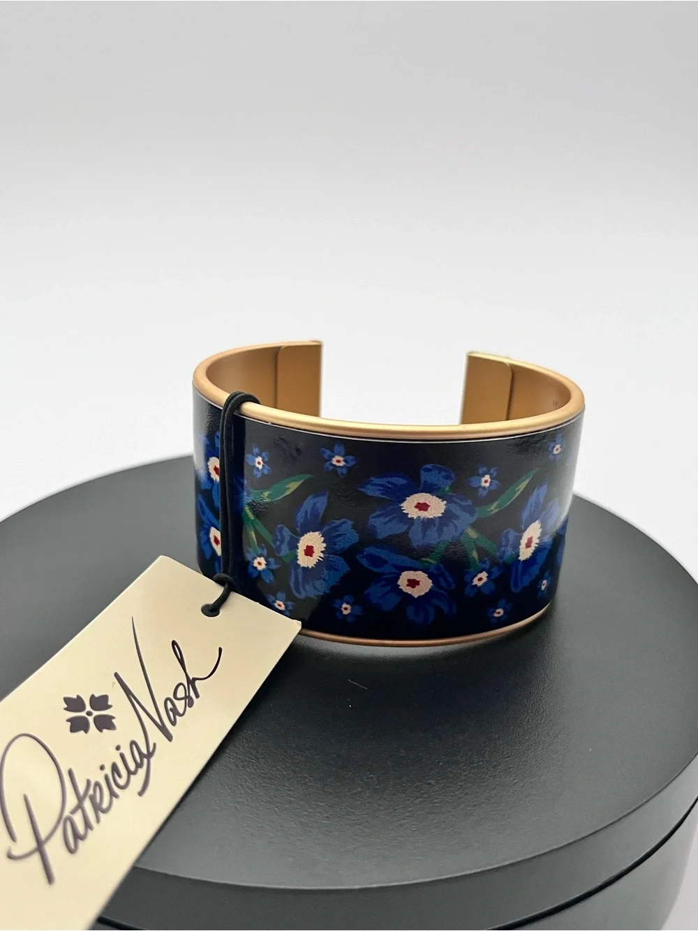 PATRICIA NASH Gold Elleta Floral Leather Cuff Bracelet